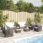 vidaXL Set muebles de jardín 8 piezas y cojines ratán sintético negro vidaXL Set muebles de jardín 8 piezas y cojines ratán sintético negro