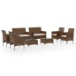 vidaXL Set muebles de jardín 8 pzas y cojines ratán sintético marrón