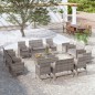 vidaXL Set de muebles de jardín 16 pzas y cojines ratán sintético gris vidaXL Set de muebles de jardín 16 pzas y cojines ratán sintético gris