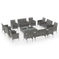 vidaXL Set de muebles de jardín 16 pzas y cojines ratán sintético gris vidaXL Set de muebles de jardín 16 pzas y cojines ratán sintético gris