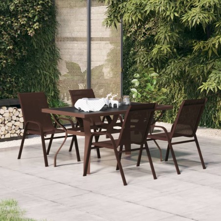 vidaXL Juego de comedor de jardín 5 piezas con cojines marrón y negro