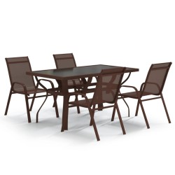 vidaXL Juego de comedor de jardín 5 piezas con cojines marrón y negro