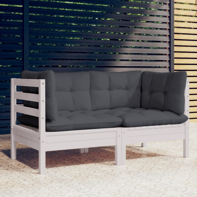 vidaXL Sofá de jardín 2 plazas con cojines madera pino gris antracita vidaXL Sofá de jardín 2 plazas con cojines madera pino gris antracita