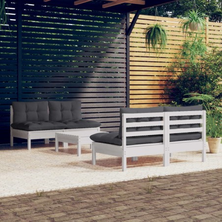 vidaXL Muebles de jardín 5 pzas con cojines antracita madera de pino