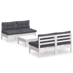 vidaXL Muebles de jardín 5 pzas con cojines antracita madera de pino