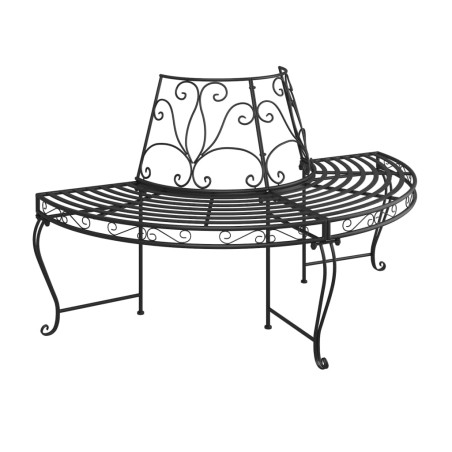 vidaXL Banco de jardín semicircular 2 uds de acero negro 160 cm