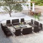 vidaXL Set muebles de jardín 16 piezas y cojines ratán sintético negro vidaXL Set muebles de jardín 16 piezas y cojines ratán sintético negro