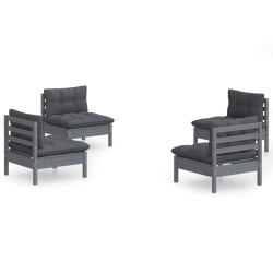 vidaXL Muebles de jardín 4 pzas con cojines antracita madera de pino