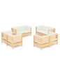 vidaXL Muebles de jardín 8 piezas cojines madera de pino color crema