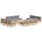 vidaXL Juego de muebles de jardín 13 pzas y cojines madera pino gris vidaXL Juego de muebles de jardín 13 pzas y cojines madera pino gris