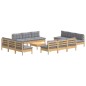 vidaXL Juego de muebles de jardín 13 pzas y cojines madera pino gris vidaXL Juego de muebles de jardín 13 pzas y cojines madera pino gris