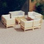 vidaXL Muebles de jardín 9 piezas cojines madera de pino color crema vidaXL Muebles de jardín 9 piezas cojines madera de pino color crema