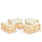 vidaXL Muebles de jardín 9 piezas cojines madera de pino color crema vidaXL Muebles de jardín 9 piezas cojines madera de pino color crema