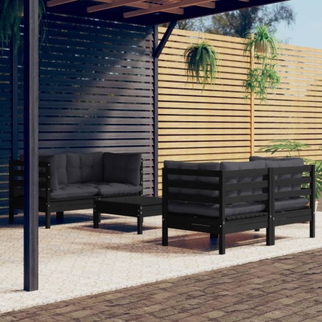 vidaXL Muebles de jardín 5 pzas con cojines antracita madera de pino