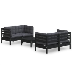 vidaXL Muebles de jardín 5 pzas con cojines antracita madera de pino