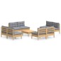 vidaXL Juego de muebles de jardín 9 pzas y cojines madera pino gris vidaXL Juego de muebles de jardín 9 pzas y cojines madera pino gris