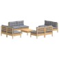vidaXL Juego de muebles de jardín 9 pzas y cojines madera pino gris vidaXL Juego de muebles de jardín 9 pzas y cojines madera pino gris