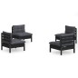 vidaXL Muebles de jardín 4 pzas con cojines antracita madera de pino vidaXL Muebles de jardín 4 pzas con cojines antracita madera de pino