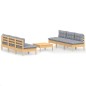 vidaXL Juego de muebles de jardín 7 pzas y cojines madera pino gris vidaXL Juego de muebles de jardín 7 pzas y cojines madera pino gris