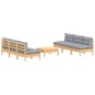vidaXL Juego de muebles de jardín 7 pzas y cojines madera pino gris vidaXL Juego de muebles de jardín 7 pzas y cojines madera pino gris