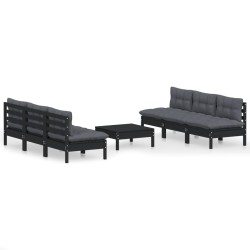 vidaXL Muebles de jardín 7 pzas con cojines antracita madera de pino