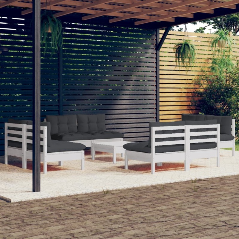 vidaXL Muebles de jardín 9 pzas con cojines antracita madera de pino vidaXL Muebles de jardín 9 pzas con cojines antracita madera de pino