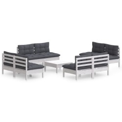 vidaXL Muebles de jardín 9 pzas con cojines antracita madera de pino