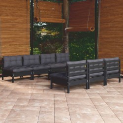 vidaXL Muebles de jardín 8 pzas con cojines antracita madera de pino