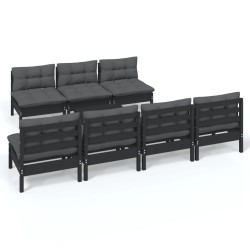 vidaXL Muebles de jardín 8 pzas con cojines antracita madera de pino
