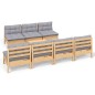 vidaXL Juego de muebles de jardín 8 pzas y cojines madera pino gris vidaXL Juego de muebles de jardín 8 pzas y cojines madera pino gris