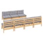 vidaXL Juego de muebles de jardín 8 pzas y cojines madera pino gris vidaXL Juego de muebles de jardín 8 pzas y cojines madera pino gris