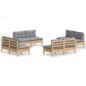 vidaXL Juego de muebles de jardín 8 pzas y cojines madera pino gris