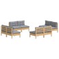vidaXL Juego de muebles de jardín 8 pzas y cojines madera pino gris