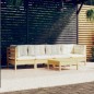 vidaXL Muebles de jardín 5 pzas y cojines madera maciza de pino crema vidaXL Muebles de jardín 5 pzas y cojines madera maciza de pino crema