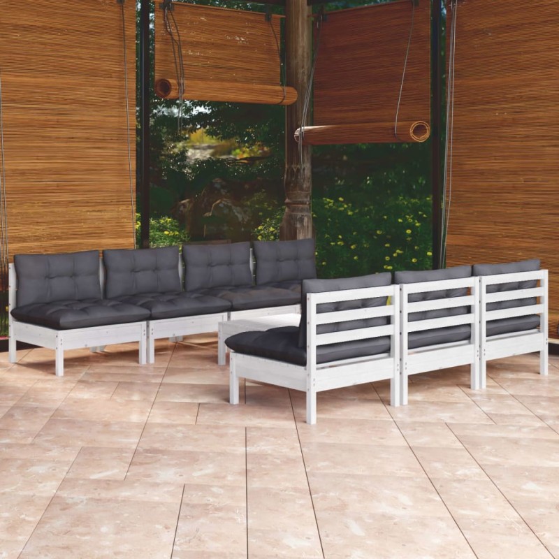 vidaXL Muebles de jardín 8 piezas con cojines antracita madera pino vidaXL Muebles de jardín 8 piezas con cojines antracita madera pino
