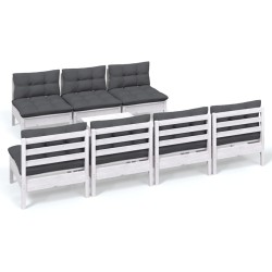 vidaXL Muebles de jardín 8 piezas con cojines antracita madera pino