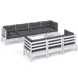 vidaXL Muebles de jardín 8 pzas con cojines madera maciza de pino