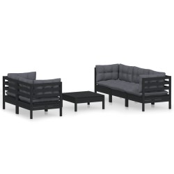 vidaXL Muebles de jardín 6 pzas con cojines antracita madera de pino