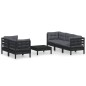vidaXL Muebles de jardín 6 pzas con cojines antracita madera de pino