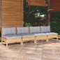 vidaXL Sofá de jardín de 4 plazas con cojines madera maciza pino gris vidaXL Sofá de jardín de 4 plazas con cojines madera maciza pino gris