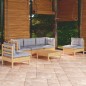 vidaXL Juego de muebles de jardín 6 pzas y cojines madera maciza pino vidaXL Juego de muebles de jardín 6 pzas y cojines madera maciza pino