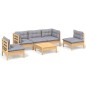 vidaXL Juego de muebles de jardín 6 pzas y cojines madera maciza pino vidaXL Juego de muebles de jardín 6 pzas y cojines madera maciza pino