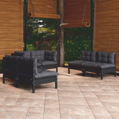 vidaXL Juego de muebles de jardín 6 pzas y cojines madera maciza pino