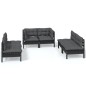 vidaXL Juego de muebles de jardín 6 pzas y cojines madera maciza pino vidaXL Juego de muebles de jardín 6 pzas y cojines madera maciza pino