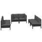 vidaXL Juego de muebles de jardín 6 pzas y cojines madera maciza pino vidaXL Juego de muebles de jardín 6 pzas y cojines madera maciza pino