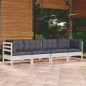 vidaXL Juego de muebles de jardín 4 pzas y cojines madera maciza pino vidaXL Juego de muebles de jardín 4 pzas y cojines madera maciza pino
