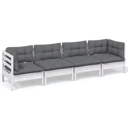 vidaXL Juego de muebles de jardín 4 pzas y cojines madera maciza pino