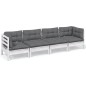 vidaXL Juego de muebles de jardín 4 pzas y cojines madera maciza pino vidaXL Juego de muebles de jardín 4 pzas y cojines madera maciza pino