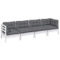 vidaXL Juego de muebles de jardín 4 pzas y cojines madera maciza pino vidaXL Juego de muebles de jardín 4 pzas y cojines madera maciza pino