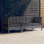 vidaXL Sofá de jardín 3 plazas con cojines madera pino gris antracita vidaXL Sofá de jardín 3 plazas con cojines madera pino gris antracita